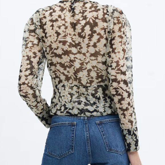 NWT Mango FLORAL PRINT CROSSOVER BLOUSE - size 6/M - Picture 3 of 8